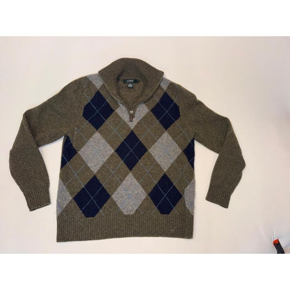 Jcrew Men's Green and Navy Jumper